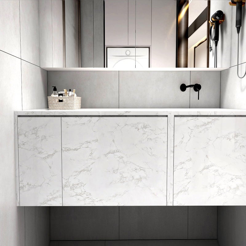 practicalWs Marble Contact Paper Peel and Stick  15.7inch?118.1inch White Gray Marble Wallpaper for Countertops Waterproof  Self Adhesive Removable Wall Paper for Kitchen Backsplash Cabinet - Image 3